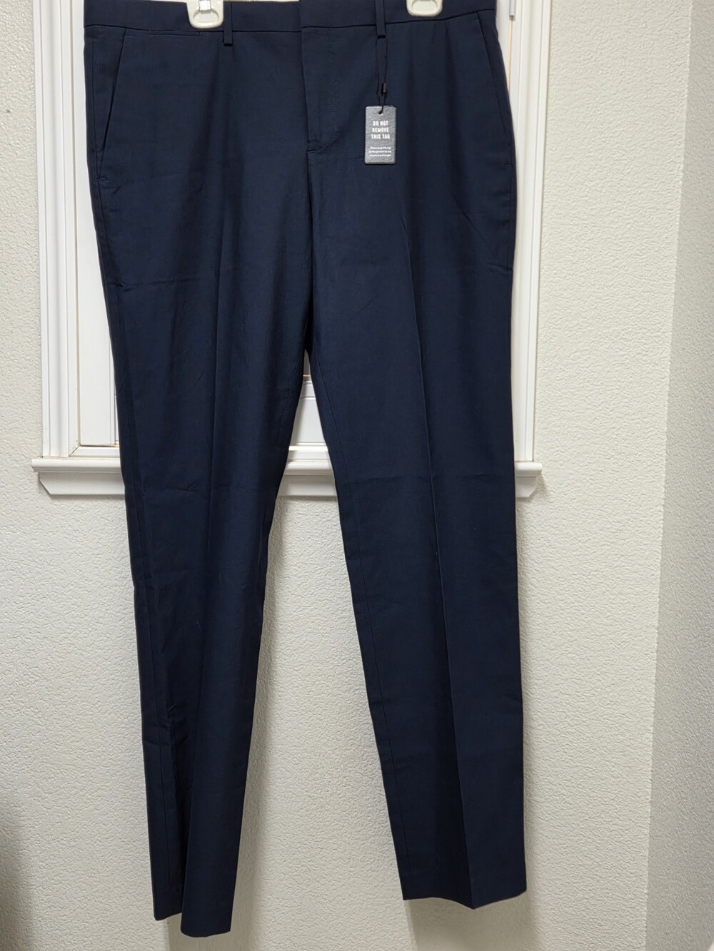 Express Men's Slim Fit Dress Pants 38x36 Navy Blue Stretch Flat Front NWT $98